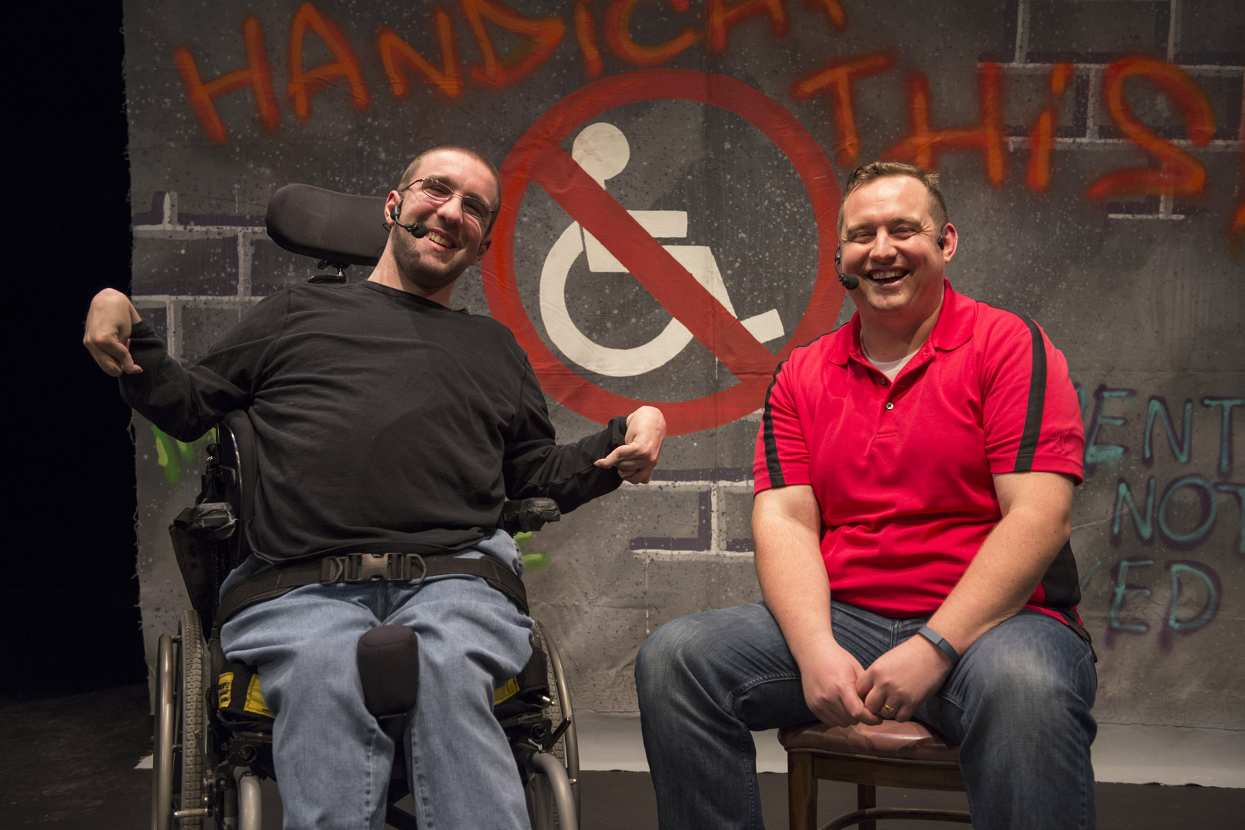 ONE WEEK ONLY! Step Up Productions Presents HANDICAP THIS! Written & Performed by Mike Berkson and Tim Wambach Directed by Denis Berkson January 21 – 25, 2015 at Stage 773 1 Step Up Productions continues its 2014-15 season with a special one-week engagement of the touching and humorous two-man show HANDICAP THIS! – part comedy, part storytelling and part insight on living with disabilities. Written and performed by nationally acclaimed duo Mike Berkson and Tim Wambach, HANDICAP THIS! is inspired by the original script by Molly Mulcrone and directed by Denis Berkson. This special collaboration will play January 21 – 25, 2015 at Stage 773, 1225 W. Belmont Ave. in Chicago. Tickets are available at www.stepupproductions.org or www.stage773.com, by calling (773) 327-5252 or in person at the Stage 773 Box Office. 