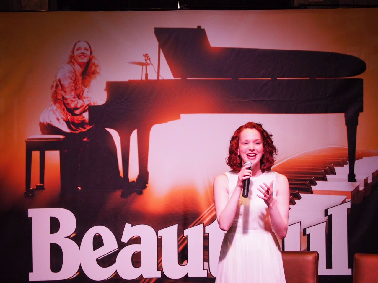 SHOWBIZ CHICAGO SPOTLIGHT! PREVIEW PARTY FOR BEAUTIFUL—THE CAROLE KING MUSICAL 1 BEAUTIFUL—THE CAROLE KING MUSICAL, about the early life and career of the legendary and groundbreaking singer/songwriter, which included a stunning performing by Rebecca LaChance performing as “Carole King” with remarks by Producer Paul Blake, Playwright Douglas McGrath and Director Marc Bruni