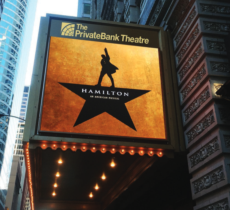 Showbiz Chicago Breaking News! Broadway In Chicago Announces HAMILTON: AN AMERICAN MUSICAL Coming To Chicago at PRIVATEBANK THEATRE 1 Broadway In Chicago and The PrivateBank today proudly announced a new long-run strategic partnership that will rename what many refer to as a crown jewel of the Chicago Theatre District, at 18 W. Monroe, to THE PRIVATEBANK THEATRE.  Beginning with the production of CABARET, on Tuesday, February 9, the theatre will transform with a new marquee and signage to unveil THE PRIVATEBANK THEATRE.  At a press conference on December 8, 2015, Broadway In Chicago and The PrivateBank announced this dynamic partnership, a partnership that is committed to bring the best of Broadway to our Chicago Theatre District including the breathtaking announcement of Broadway’s biggest hit,HAMILTON, which will make THE PRIVATEBANK THEATRE its new home beginning in September of 2016.This partnership brings together two Chicago institutions that have an unprecedented commitment to Chicago, the arts and an ongoing drive to position Chicago as a cultural hub of the country.